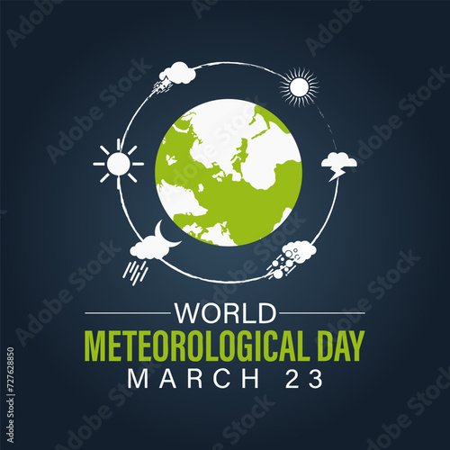 World Meteorological Day Observed every year of March 23rd, Vector banner, flyer, poster and social medial template design.