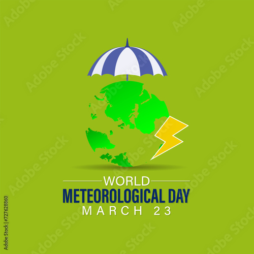 World Meteorological Day Observed every year of March 23rd, Vector banner, flyer, poster and social medial template design.
