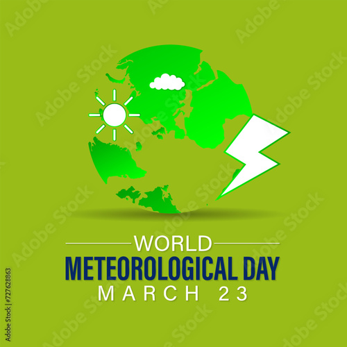 World Meteorological Day Observed every year of March 23rd, Vector banner, flyer, poster and social medial template design.