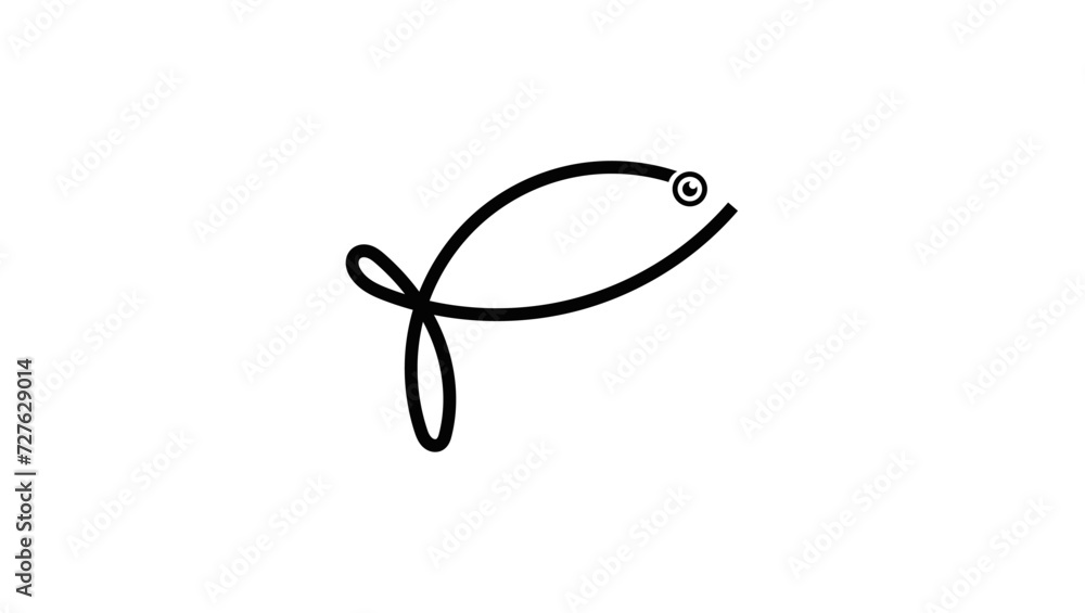 fish logo, line fish, black isolated silhouette fish logo, line fish, black isolated silhouette