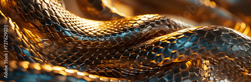 Golden snake close up, texture