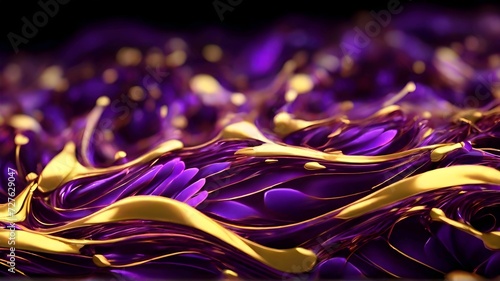 Abstract Golden and Purple Fractal Art