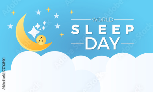 World Sleep Day Observed every year of March 15th, Medical Health Awareness Vector banner, flyer, poster and social medial template design.