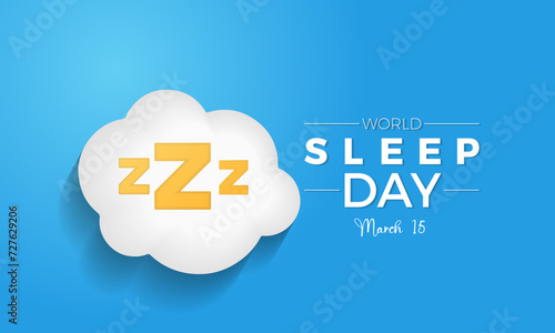 World Sleep Day Observed every year of March 15th, Medical Health Awareness Vector banner, flyer, poster and social medial template design.