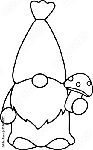spring garden gnome Outline vector.
garden gnome coloring page vector.