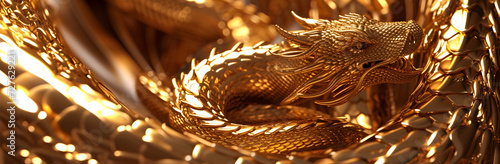 Golden chinese dragon close up, texture