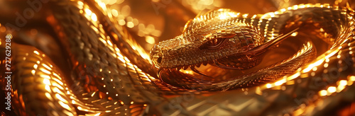 Golden chinese dragon close up, texture