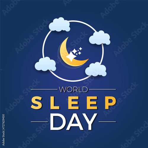 World Sleep Day Observed every year of March 15th, Medical Health Awareness Vector banner, flyer, poster and social medial template design.
