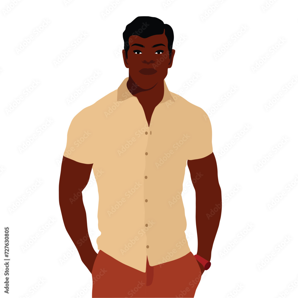 Fototapeta premium Young stylish black man in elegant style vector