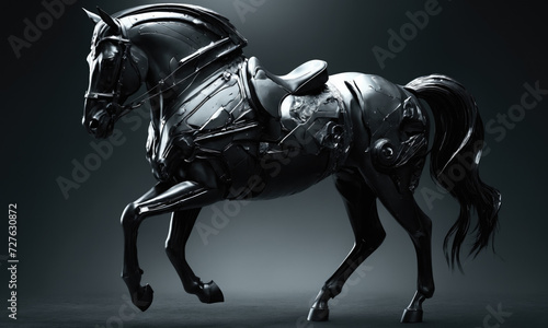 Fantasy Illustration of a wild Horse. Digital art style wallpaper background. © Roman