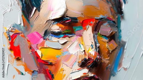 Abstract paint portrait of a person with bright colors and rough strokes of paint