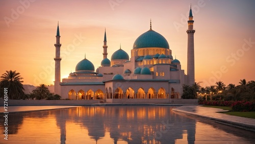 blue mosque at sunset © zax