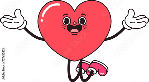 Cartoon Heart Character Joyfully Jumping