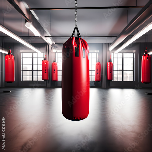 a vibrant red punching bag hangs in a dimly lit room inviting you to unleash your inner fighter  