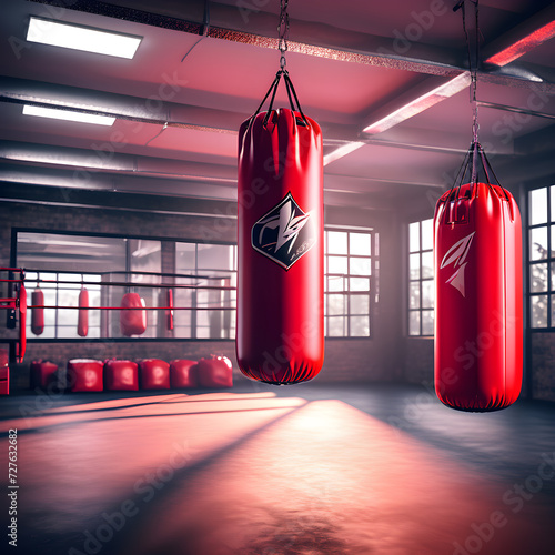 a vibrant red punching bag hangs in a dimly lit room inviting you to unleash your inner fighter  