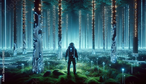 Astronaut in the Circuitry Forest: An Ode to Eco-Futurism