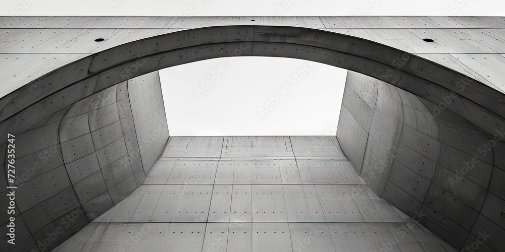 Fototapeta premium black and white building exterior Architecture with curved structure, suitable for illustrating architectural history, or adding a vintage touch.