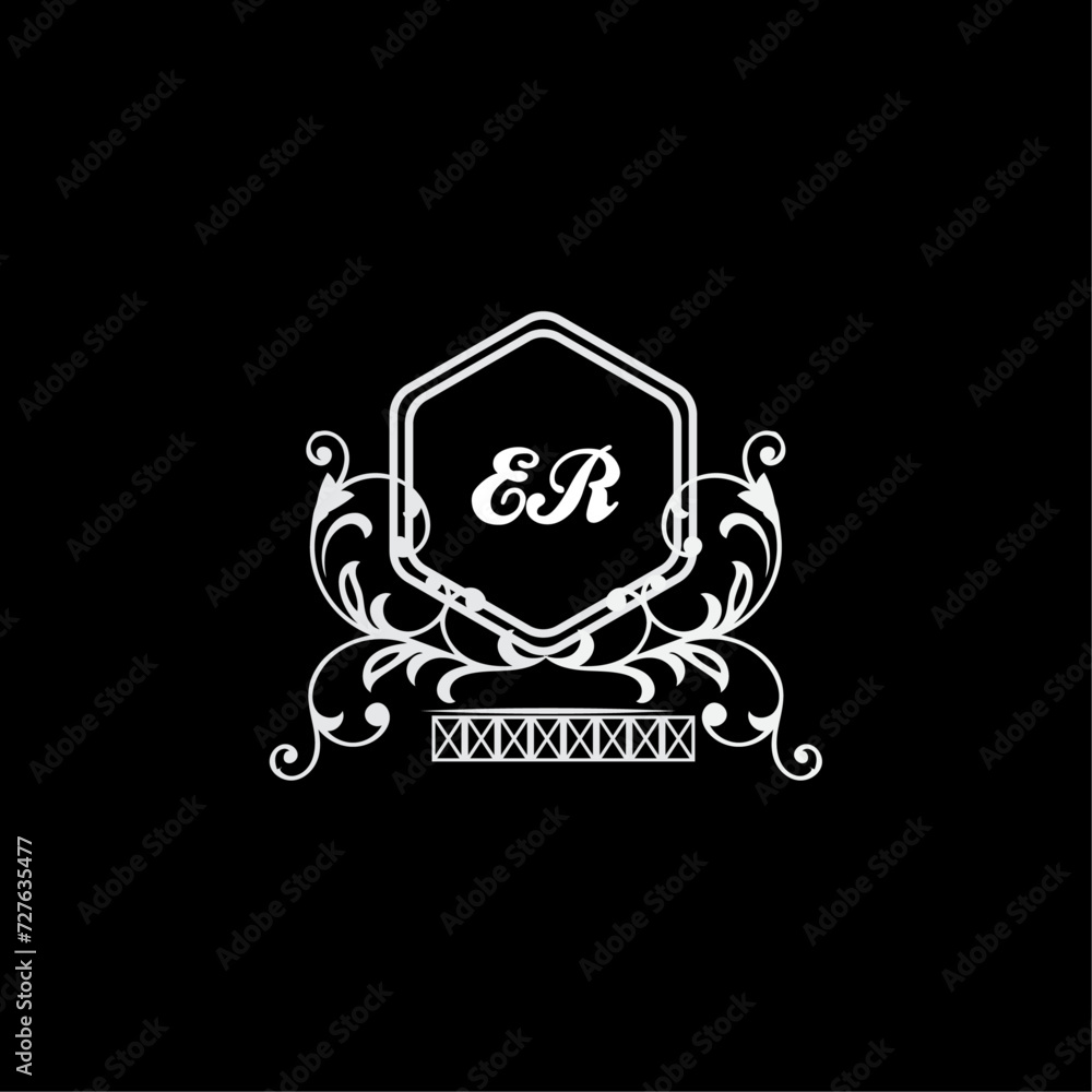 ER Letter, letter ER logo manual elegant minimalist signature logotype. ER luxury crown monogram with the hexagon. Elegant emblem and graceful calligraphy. ER Letter, letter ER logo manual elegant minimalist signature logotype. ER luxury crown monogram with the hexagon. Elegant emblem and graceful calligraphy.