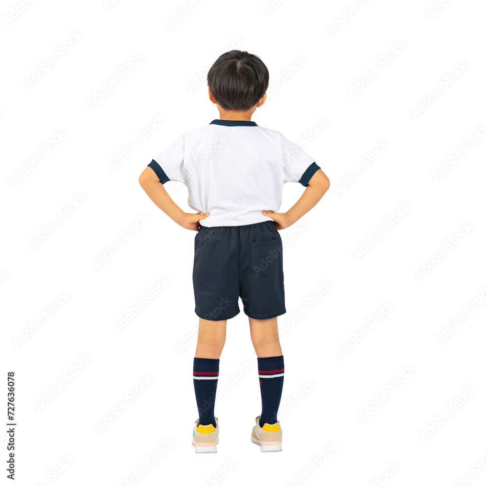体操服を着た男の子の後ろ姿 手作業で精密に切り抜いた背景透過全身写真PNG 体操服を着た男の子の後ろ姿 手作業で精密に切り抜いた背景透過全身写真PNG