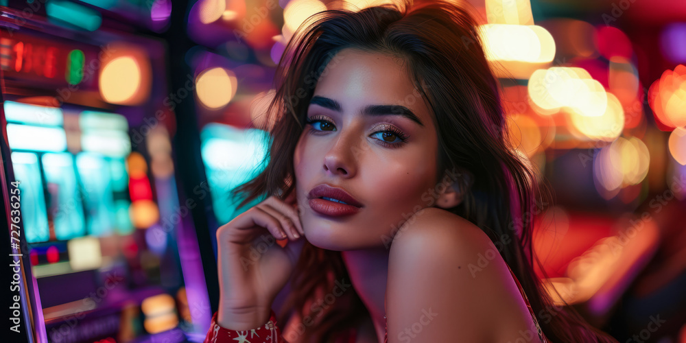 Sexy woman at a casino having fun Sexy woman at a casino having fun