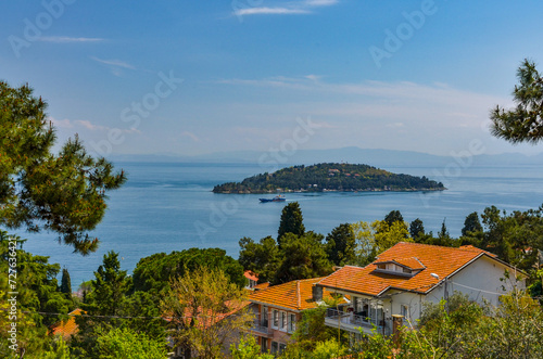 Sedef Island and Marmara sea scenic view from Buyukada island (Adalar, Turkey) photo