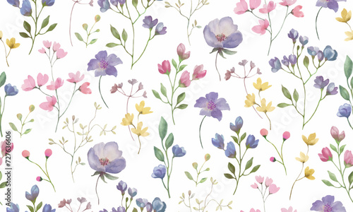 Seamless watercolor pattern. Hand drawn illustration isolated on pastel background. Vector EPS.