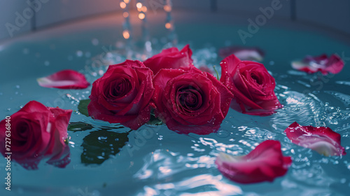the pampered with rose flowers inside a tub