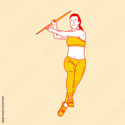 Simple cartoon illustration of throwing javelin sport 5