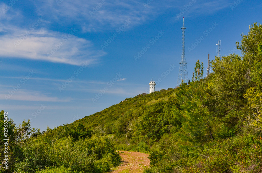 towers on top of Yucutepe hill on Buyukada island (Adalar, Turkey)