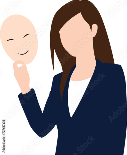 笑顔の仮面を外す女性ビジネスマン