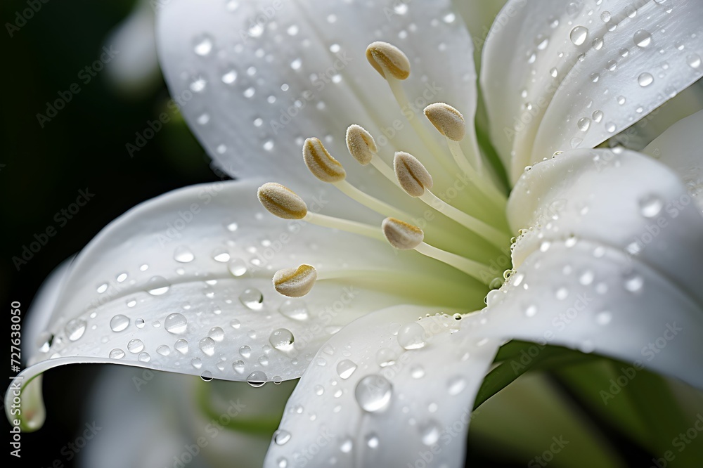 Closeup of lily flower with waterdrop Closeup of lily flower with waterdrop