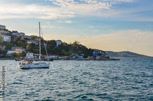 yacht in Burgazada harbor  Adalar  Turkey 