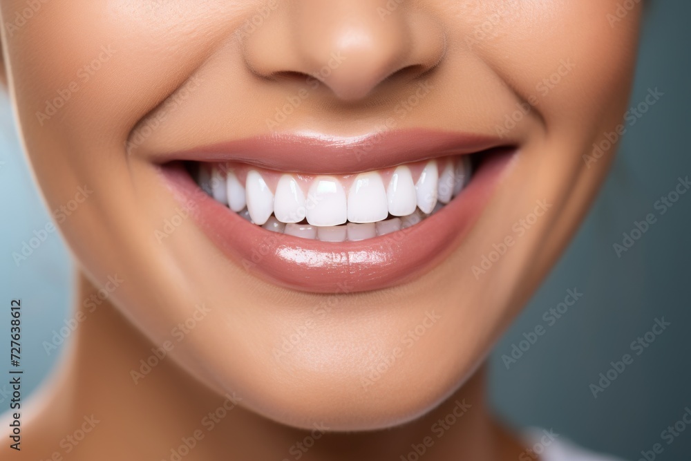 Obraz premium Flawless and radiant. young womans perfect smile after teeth whitening at renowned dental clinic