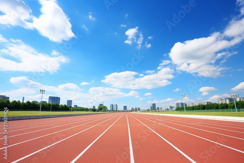 Pristine running track. perfectly smooth surface ideal for runners and athletic training