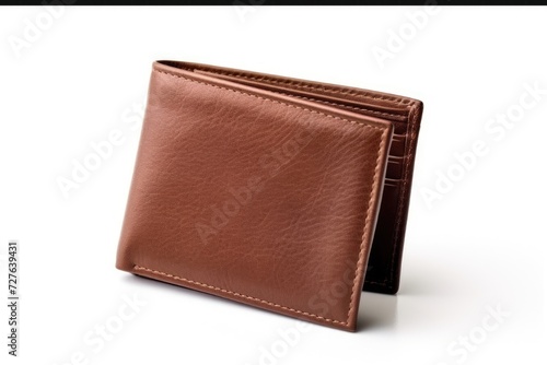 Brown Leather Billfold Wallet for Men with Isolated White Background. Ideal For Business and Cash