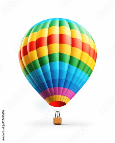 Hot Air Balloon Isolated on White Background. Colourful Ballooning Adventure with an Airship Magic