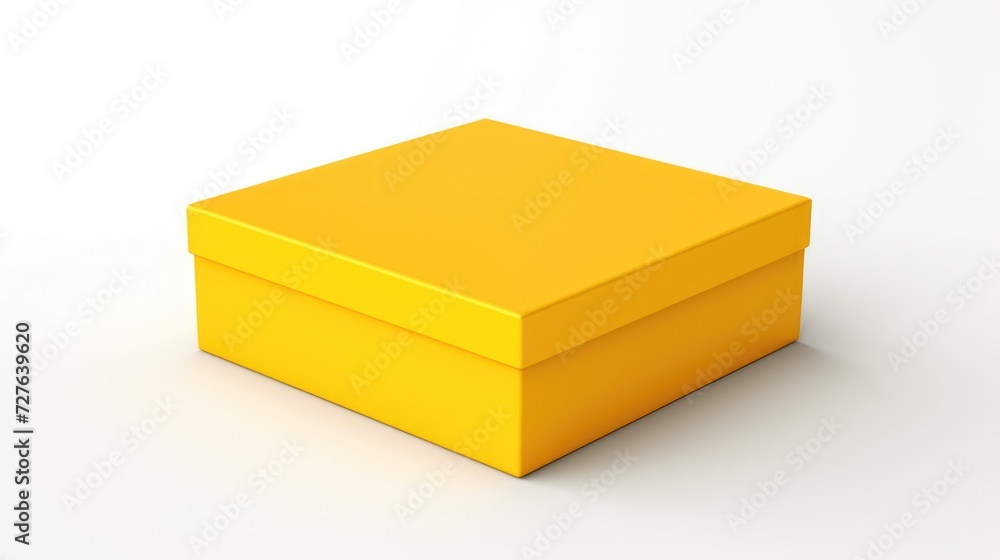 Isolated Yellow Box on White Background with Blank Square Compartment - Merchandise Container Isolated Yellow Box on White Background with Blank Square Compartment - Merchandise Container