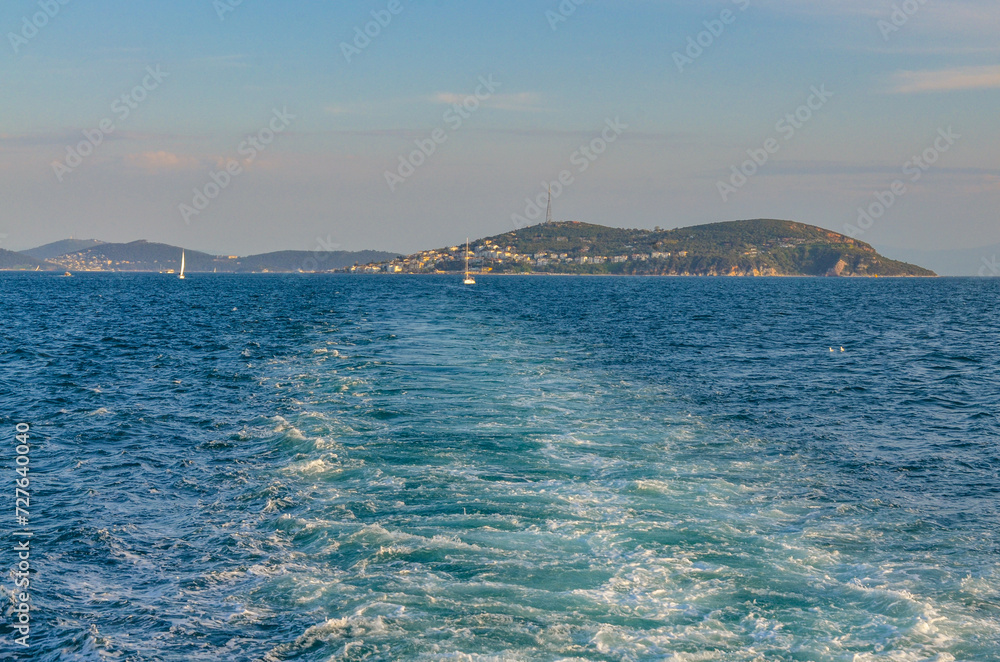 Kinaliada island scenic view from Istanbul ferry boat (Adalar, Turkey)