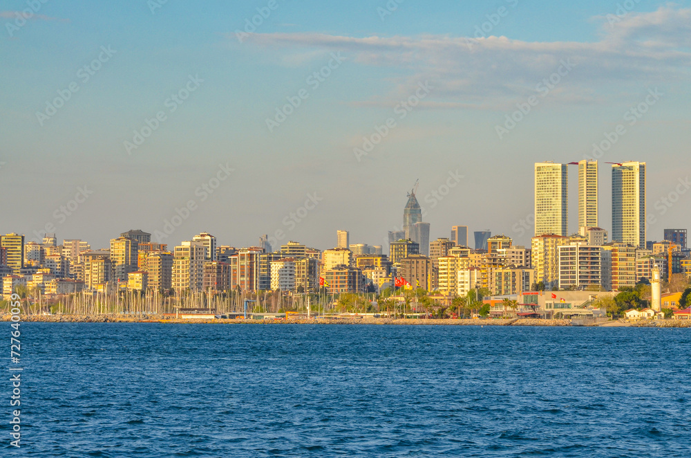 Fototapeta premium Fenerbahce marina on Anatolian side of Istanbul scenic view from Adalar ferry 