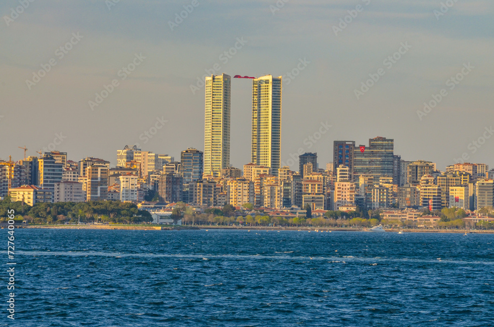 Fototapeta premium Fenerbahce district on Anatolian side of Istanbul scenic view from Adalar ferry 