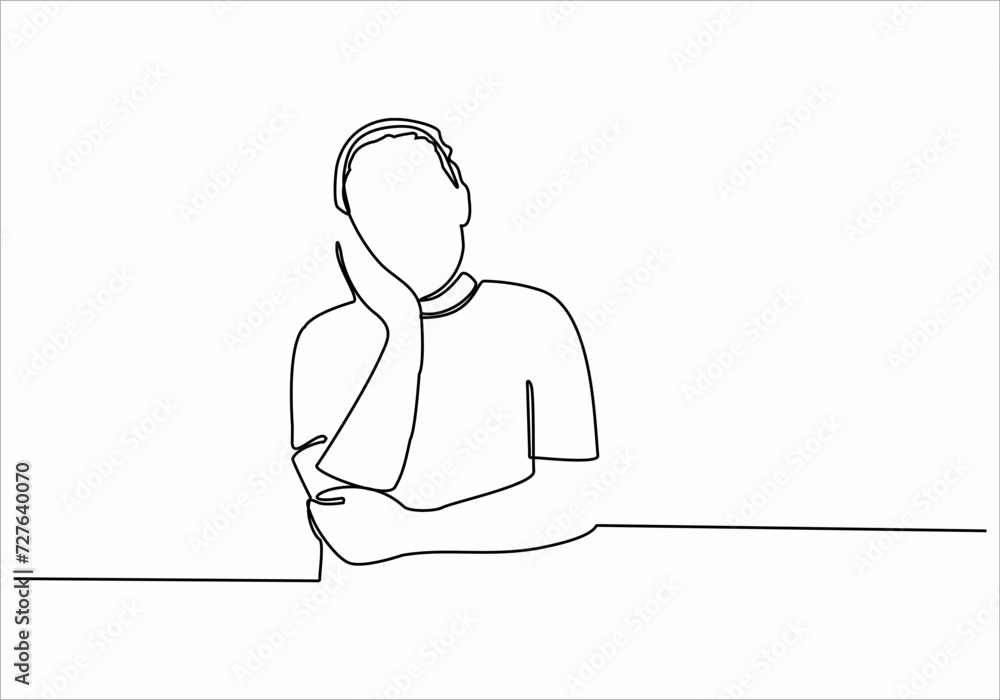 continuous line drawing of thinking man continuous line drawing of thinking man