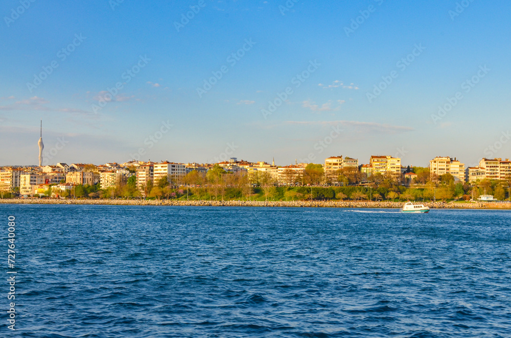 Moda district and Muhurdar coastal park scenic view (Istanbul, Turkey)