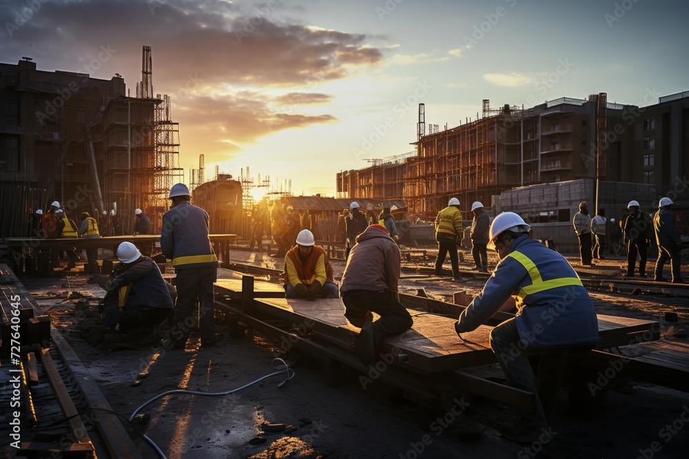 Fototapeta premium Progressive industrial development. a dynamic construction site with building under construction