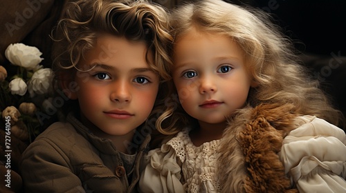 Wallpaper Mural Little boy and girl sibling family are together happiness Torontodigital.ca