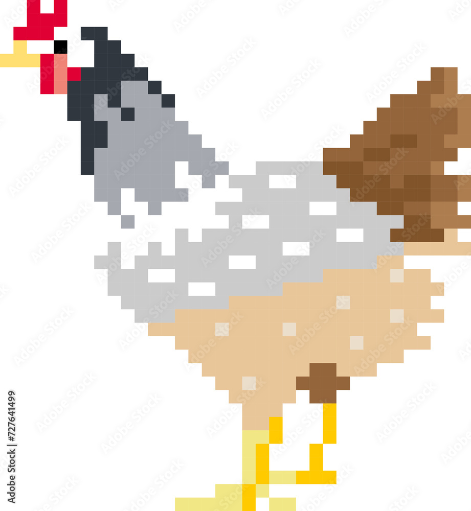 Chicken cartoon icon in pixel style Chicken cartoon icon in pixel style