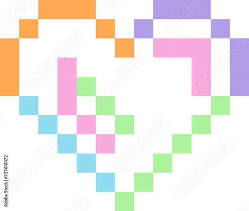 Heart cartoon icon in pixel style