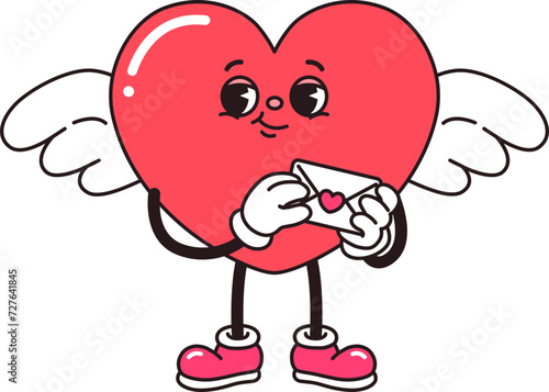 Cartoon Heart Character Holding a Love Letter