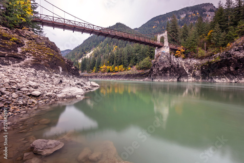 Fall colors at the Alexandra Bridge in the Fraser  Canyon, BC © peteleclerc