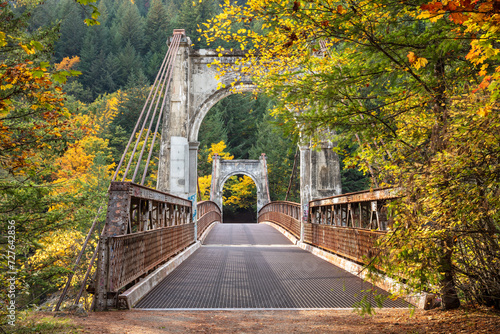 Historic Alexandra Bridge in the Fraser Canyon with fall colors © peteleclerc