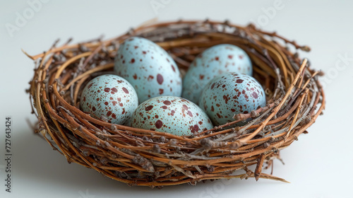 Blue Robin Eggs Secure in Nest, Nature's Cradle